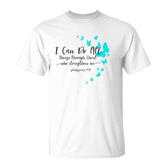 Womens I Can Do All Things Christian Religious Verse Sayings Gifts T-Shirt | Mazezy DE