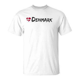Womens I Love Denmark Danish Flag Souvenir Gift T-Shirt | Mazezy