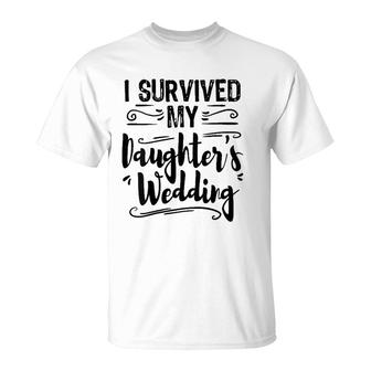 Womens I Survived My Daughters Wedding Father Of The Bride Gift V-Neck T-Shirt | Mazezy