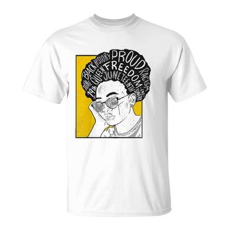 Womens Juneteenth Black Queen Afro T-Shirt | Mazezy