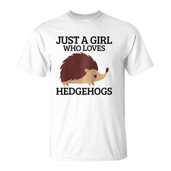 Womens Just A Girl Who Loves Hedgehogs Hedgehog Mom Funny Cute Gift Raglan Baseball Tee T-Shirt | Mazezy DE