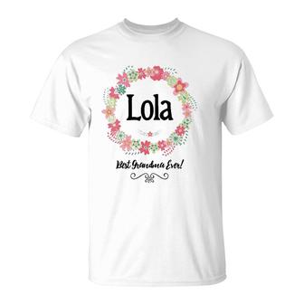 Womens Lola Best Grandma Ever Floral Filipino Grandmother Gift T-Shirt | Mazezy