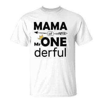 Womens Mama Of Mr Onederful 1St Birthday White Boy Im One T-Shirt | Mazezy