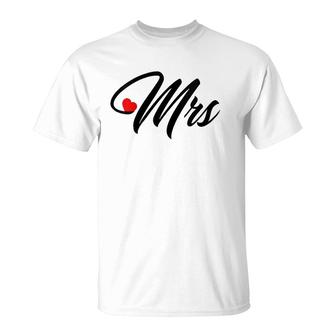 Womens Matching Mr & Mrs Married Couple Gifts Mister And Misses V-Neck T-Shirt | Mazezy