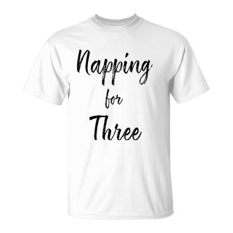 Womens Napping For Three , Funny Twin Pregnancy, Gifts For Mom V-Neck T-Shirt | Mazezy