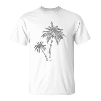 Womens Palm Tree Art Cute Tropical Desert Print T-Shirt | Mazezy