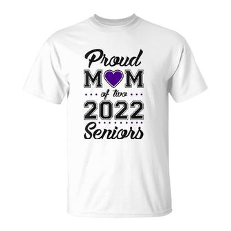 Womens Proud Mom Of Two 2022 Seniors Class Of 2022 Mom Of Two V-Neck T-Shirt | Mazezy