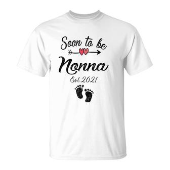 Womens Soon To Be Nonna Mother's Day For Mom Pregnancy T-Shirt | Mazezy