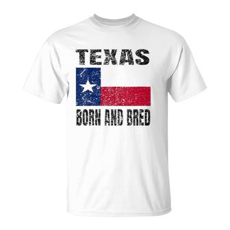 Womens Texas Born And Bred - Vintage Texas Flag V-Neck T-Shirt | Mazezy