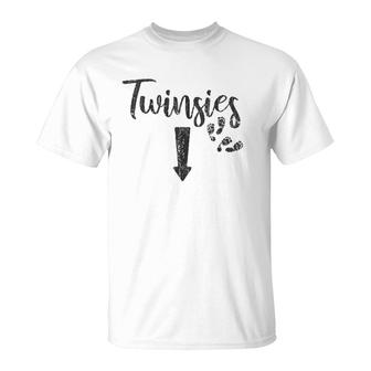 Womens Twinsies Funny Twins Pregnancy Announcement T-Shirt | Mazezy