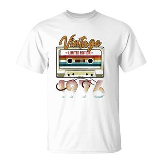 Womens Vintage 1976 46Th Birthday Cassette Tape For Men Women B-Day V-Neck T-Shirt | Mazezy