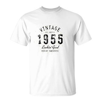 Womens Vintage 67Th Birthday Born In 1955 T-Shirt | Mazezy