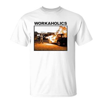 Workaholics Burning American Sitcom Lover Gift T-Shirt | Mazezy