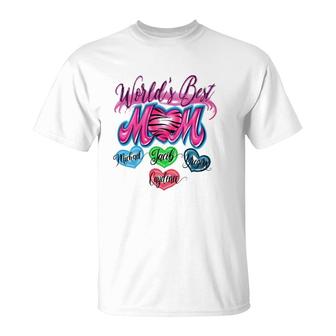 World's Best Mom Mother's Day Gift Michael Jacob Gregory Caydence Kids Hearts T-Shirt | Mazezy