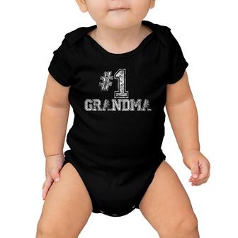 1 Grandma - Number One Sports Mother's Day Gift Baby Onesie | Mazezy