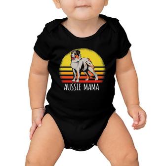 Australian Shepherd Aussie Mama Dog Lover Retro Baby Onesie | Mazezy