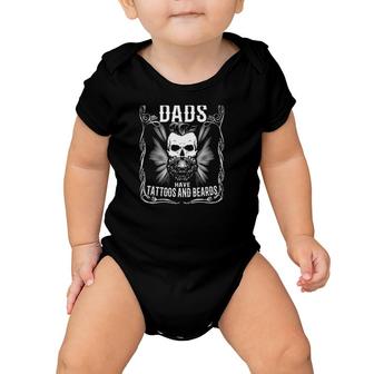 Awesome Dads Have Tattoos And Beards Skull Baby Onesie | Mazezy