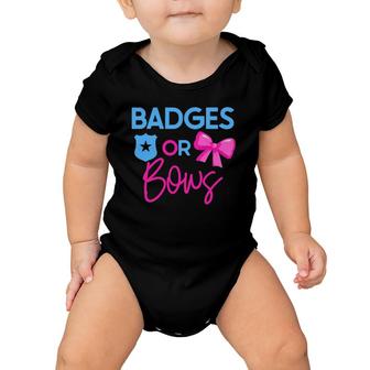 Badges Or Bows Gender Reveal Party Idea For Mom Or Dad Baby Onesie | Mazezy