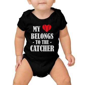 Baseball Softball Catcher Mom Dad Love Catcher Baby Onesie | Mazezy