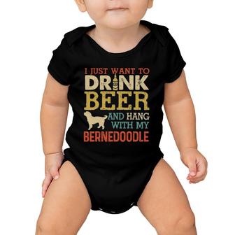 Bernedoodle Dad Drink Beer Hang With Dog Funny Men Vintage Baby Onesie | Mazezy