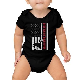Best Buckin Daddy American Flag Buck Hunting Hunter Gift Baby Onesie | Mazezy