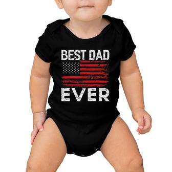 Best Dad Ever With Us American Flag Baby Onesie | Mazezy