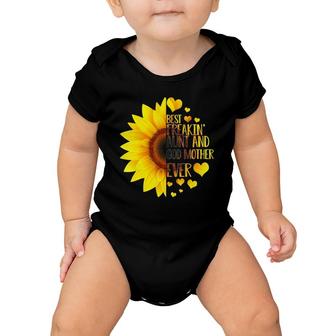 Best Freakin' Aunt Godmother Ever Sunflower Baby Onesie | Mazezy