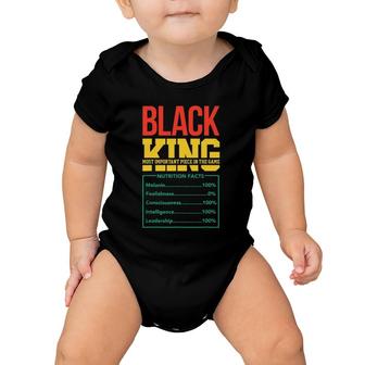 Black King Nutritional Facts Funny Fathers Dad Grandpa Men Baby Onesie | Mazezy