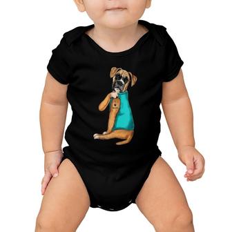 Boxer Tattoos I Love Mom Sitting Gift Mother's Day Baby Onesie | Mazezy
