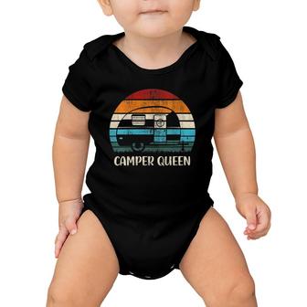 Camper Queen Camping Mom Rv Cool Mothers Day Retro Baby Onesie | Mazezy