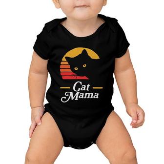 Cat Mama Vintage Eighties Style Cat Retro Distressed Baby Onesie | Mazezy