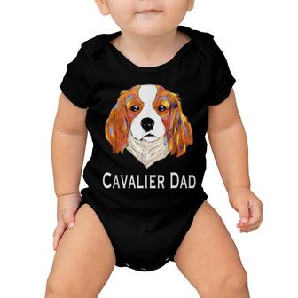 Cavalier Dad Pop Art Cavalier King Charles Spaniel Dog Baby Onesie | Mazezy