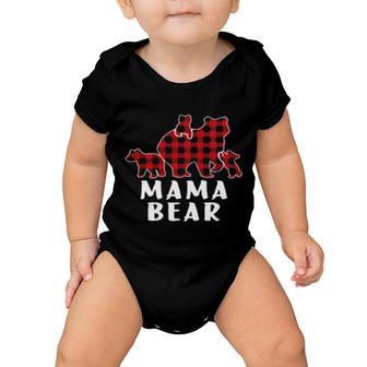 Christmas Mama Bear Plaid Pajama Sweat Baby Onesie | Mazezy