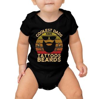 Coolest Dads Have Tattoos And Beards Funny Beard Dad Baby Onesie | Mazezy