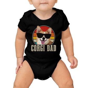 Corgi Dad Vintage Sunglasses Funny Corgi Dog Owner Baby Onesie | Mazezy