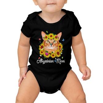Cute Abyssinian Mom Sunflower Cat Mom Mother's Day Baby Onesie | Mazezy