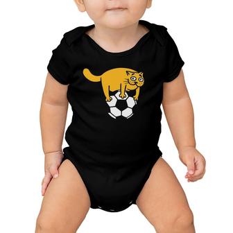 Cute Cat On Soccer Ball Funny Fur Mama Baby Onesie | Mazezy