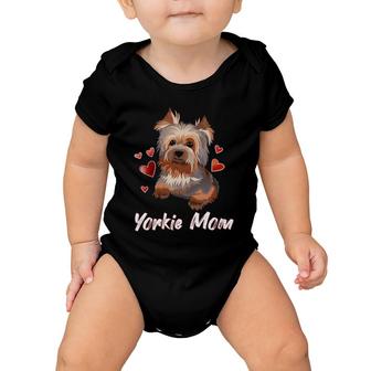 Cute Yorkie Mom Illustration Yorkshire Terrier Lover Baby Onesie | Mazezy