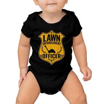 Dad Jokes Lawn Enforcement Officer Mowing Baby Onesie | Mazezy