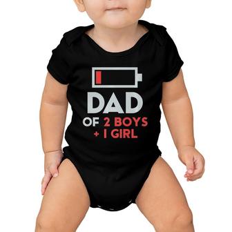 Dad Of 2 Boys 1 Girl Father's Day Gift Daughter Son Tee Baby Onesie | Mazezy