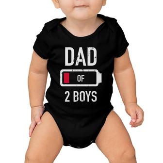 Dad Of 2 Two Boys Low Battery Gift For Father's Day Baby Onesie | Mazezy