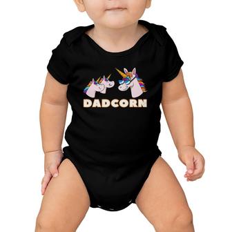Dadcorn Dad 2 Kids Father Unicorn Father's Day Baby Onesie | Mazezy