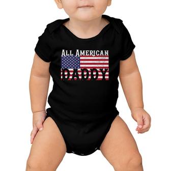 Daddy Dad Father's Day 4Th Of July American Flag Usa America Baby Onesie | Mazezy