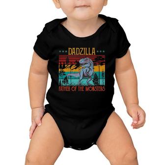 Dadzilla Father Of The Monsters Vintage Dino Dad Fathers Day Baby Onesie | Mazezy