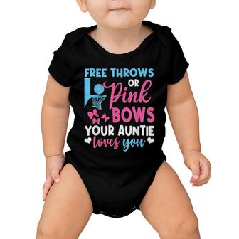 Free Throws Or Pink Bows Auntie Loves You Gender Reveal Baby Onesie | Mazezy