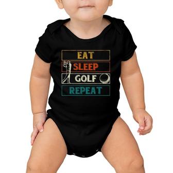 Funny Golfer Father's Day Gift Eat Sleep Golf Repeat Golf Baby Onesie | Mazezy