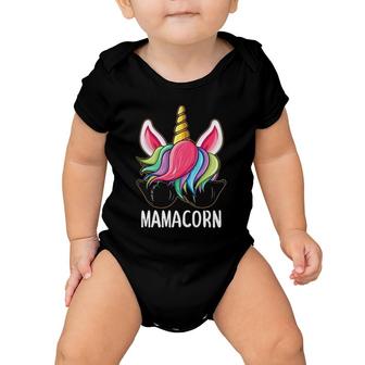 Funny Mother Unicorn Face With Sunglasses Mom Gift Mamacorn Baby Onesie | Mazezy