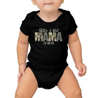 Glitter & Dirt Mom Mama Of Both Leopard & Camo Mother's Day Baby Onesie | Mazezy