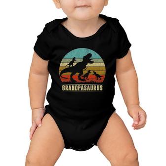 Grandpasaurus Rex Grandpa Dinosaur 3 Three Kids Father's Day Baby Onesie | Mazezy
