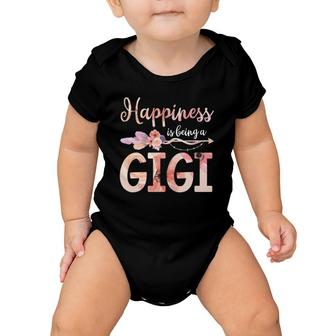 Happiness Is Being A Gigi Women Flower Decoration Grandma Baby Onesie | Mazezy